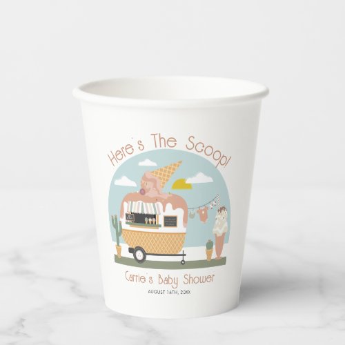 The Scoop Ice Cream Camper Light Pink Baby Shower Paper Cups