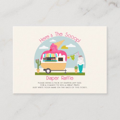 The Scoop Ice Cream Girl Baby Shower Diaper Raffle Enclosure Card