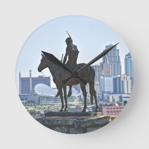 The Scout Statue Kansas City Round Clock