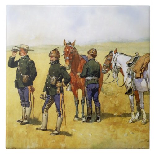 The Scouting Party by Frederic Remington Ceramic Tile