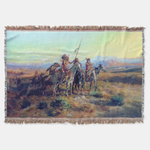 The Scouts by Charles Marion Russell 1902 Throw Blanket