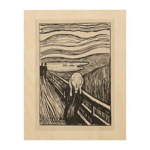 The Scream 1895 by Edvard Munch Wood Wall Art