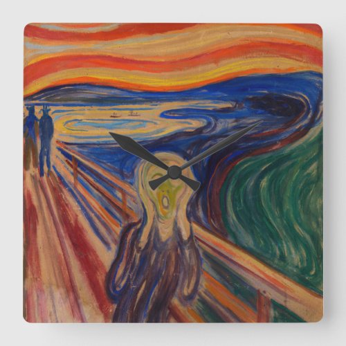 The Scream 1910 by Edvard Munch Square Wall Clock