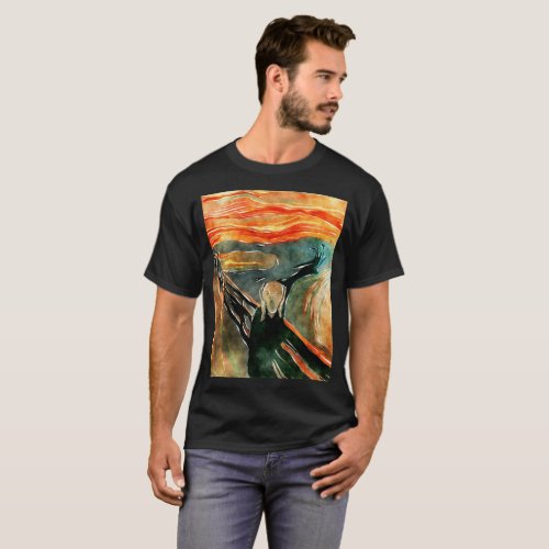 The Scream Art Orange Painting Artistic T_Shirt