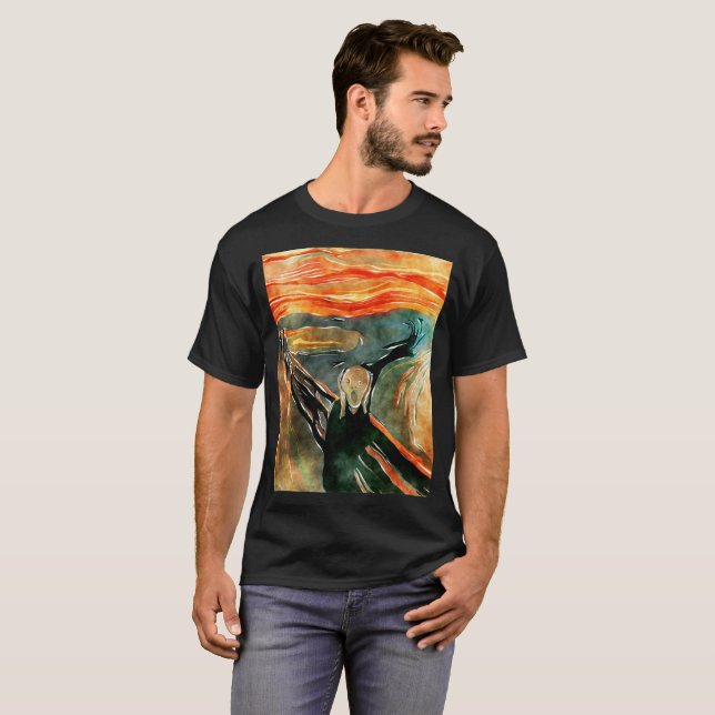 The Scream Art Orange Painting Artistic T-Shirt (Front Full)