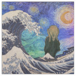 The Scream at The Great Wave Starry Night Fabric