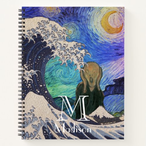 The Scream at The Great Wave Starry Night Notebook