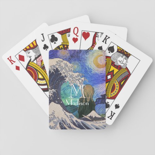 The Scream at The Great Wave Starry Night Poker Cards