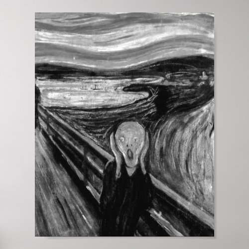 The Scream Black And White By Edvard Munch Poster