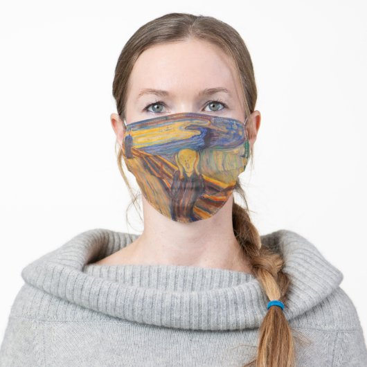 The Scream by Edvard Munch Adult Cloth Face Mask (Worn)