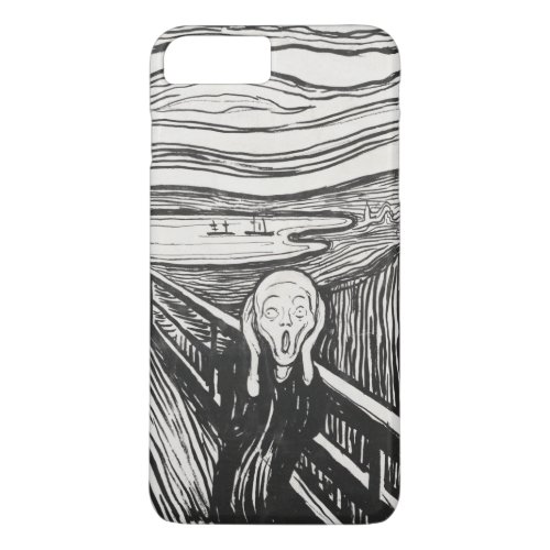 The Scream by Edvard Munch Black and White iPhone 8 Plus7 Plus Case