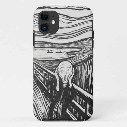 The Scream by Edvard Munch Black and White iPhone 11 Case