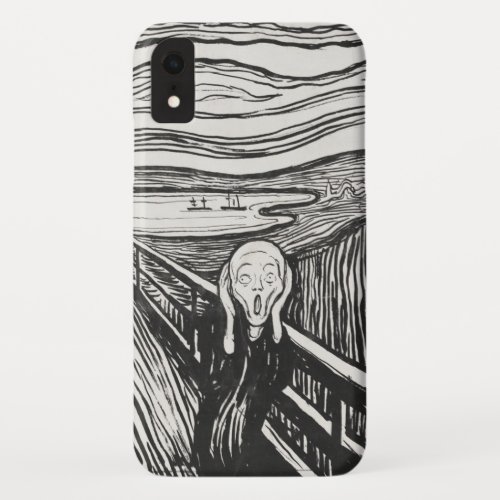 The Scream by Edvard Munch Black and White iPhone XR Case