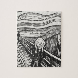 The Scream by Edvard Munch Black and White Jigsaw Puzzle