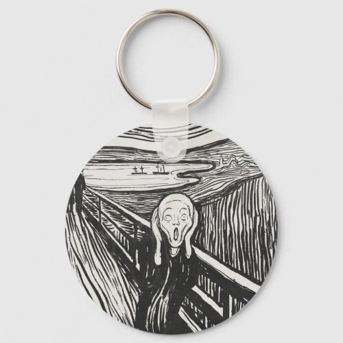 The Scream by Edvard Munch Black and White Keychain