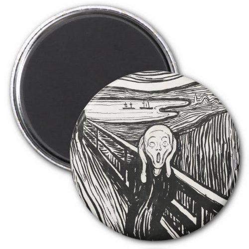 The Scream by Edvard Munch Black and White Magnet