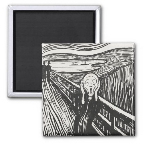 The Scream by Edvard Munch Black and White Magnet