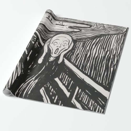 The Scream by Edvard Munch Black and White Wrapping Paper