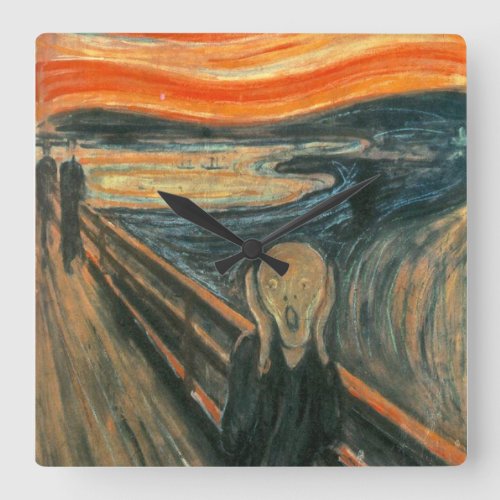 The Scream by Edvard Munch Square Wall Clock