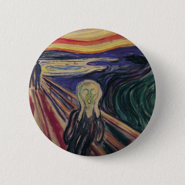 The Scream by Edvard Munch, Vintage Expressionism Button (Front)