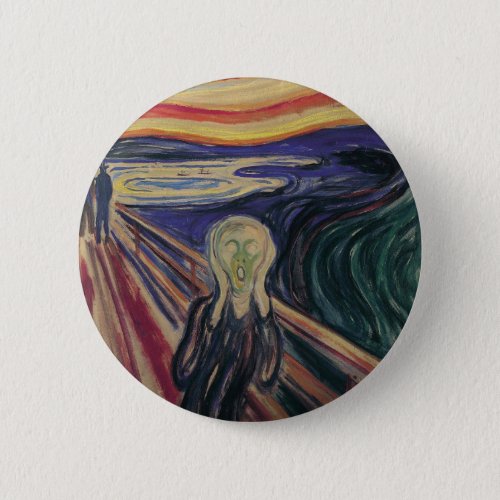 The Scream by Edvard Munch Vintage Expressionism Button