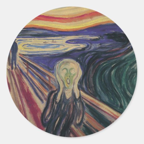 The Scream by Edvard Munch Vintage Expressionism Classic Round Sticker