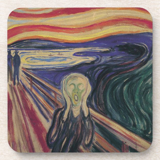 The Scream by Edvard Munch, Vintage Expressionism Coaster (Front)