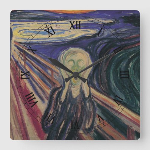 The Scream by Edvard Munch Vintage Expressionism Square Wall Clock