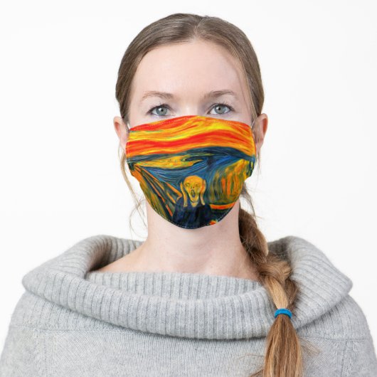 The Scream by Munch, Fine Art Adult Cloth Face Mask (Worn)