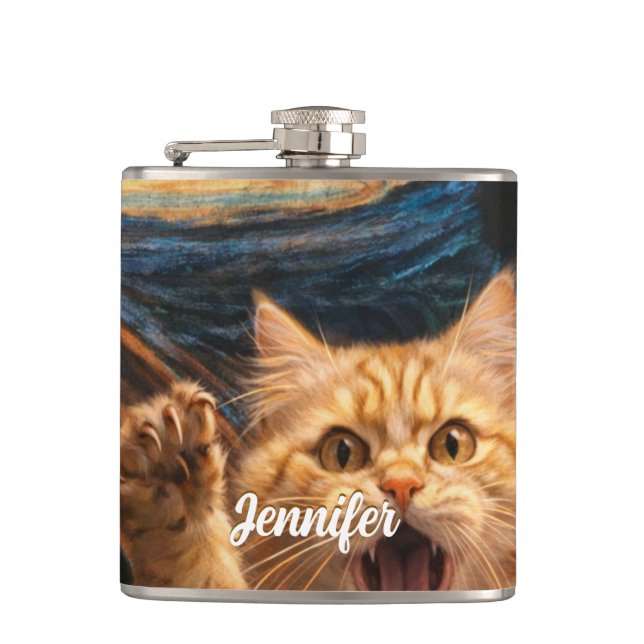 The Scream Cat Parody Art                          Flask (Front)