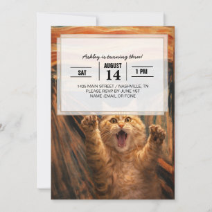 The Scream Cat Parody Art Invitation