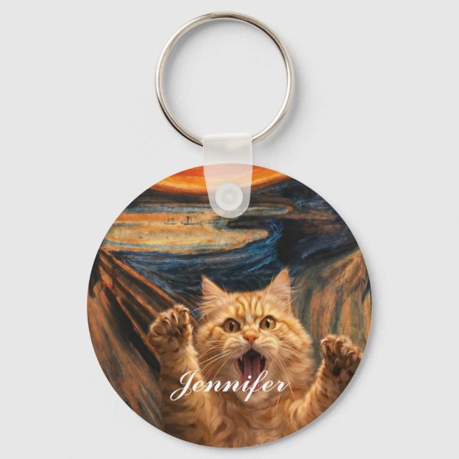 The Scream Cat Parody Art                          Keychain (Front)