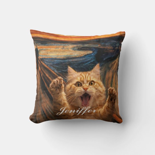 The Scream Cat Parody Art                          Throw Pillow (Front)