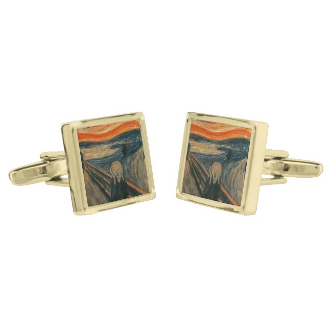 The Scream - Edvard Munch Gold Cufflinks (Angled)