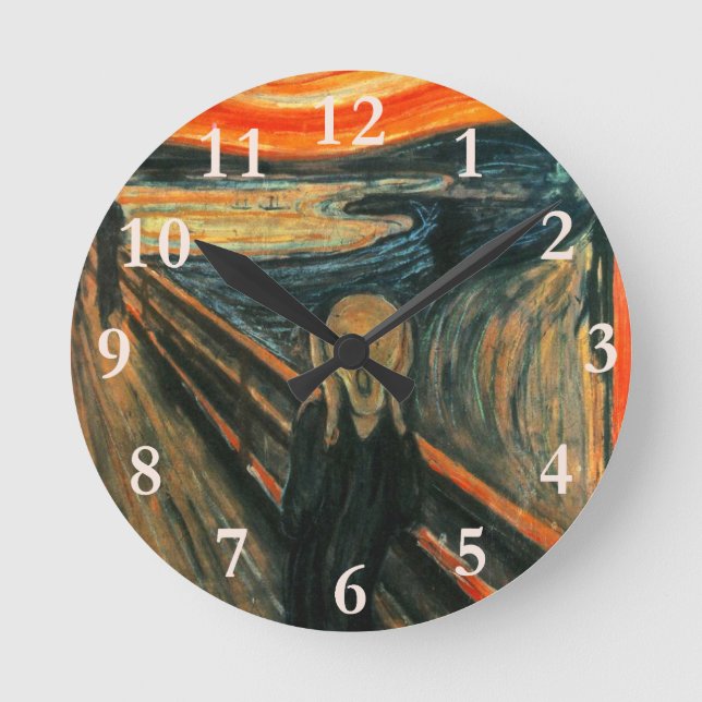 The Scream Edvard Munch Modern Expressionist Art Round Clock (Front)