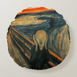 The Scream Edvard Munch Modern Expressionist Art Round Pillow