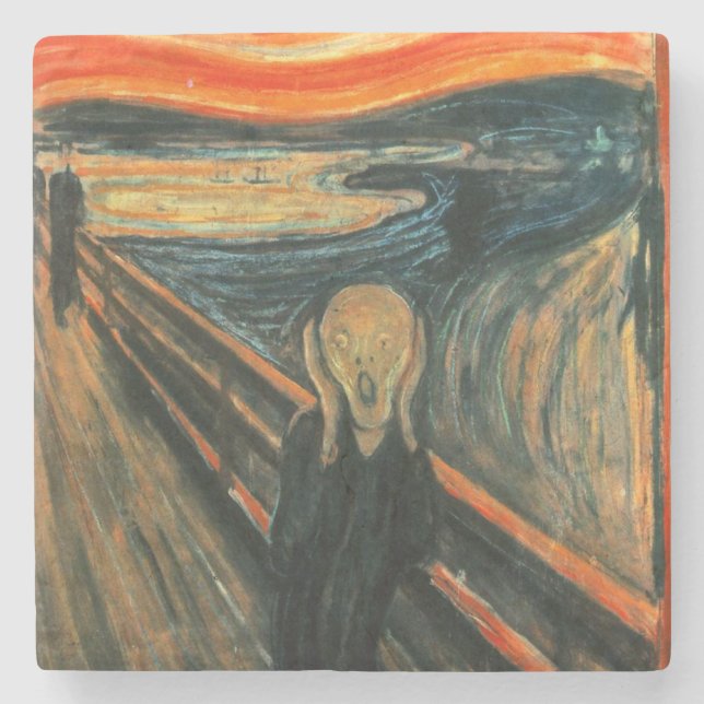 The Scream Edvard Munch Modern Expressionist Art Stone Coaster (Front)
