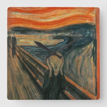 The Scream - Edvard Munch Square Wall Clock by masterpiece_museum at Zazzle