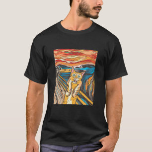 The Scream Famous Painting with Cat T Shirt