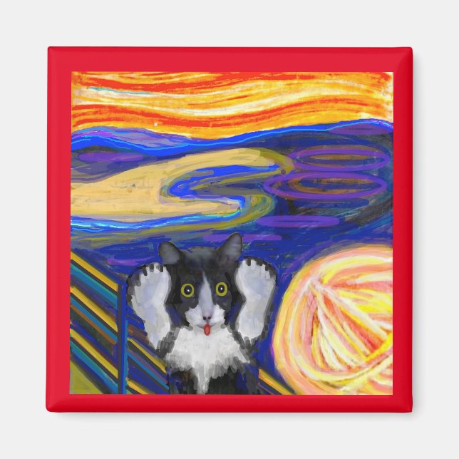The Scream, FIne Art by Munch, Parody Cat Art Magnet (Front)