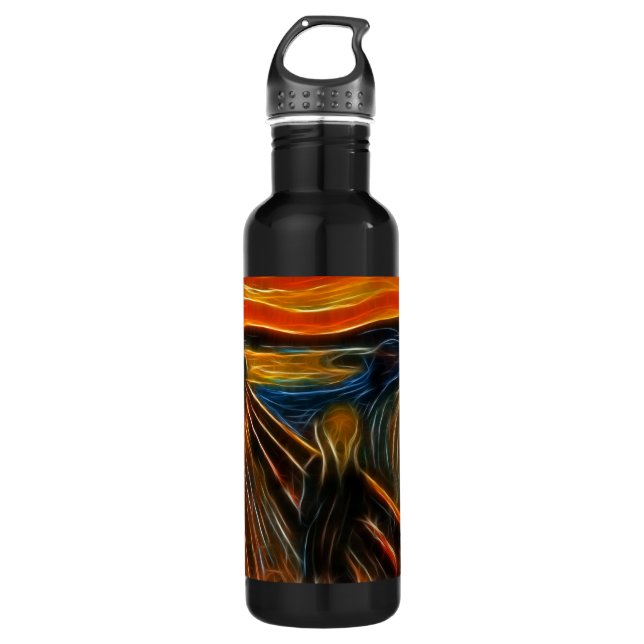 The Scream Fractal Painting Edvard Munch Stainless Steel Water Bottle (Front)