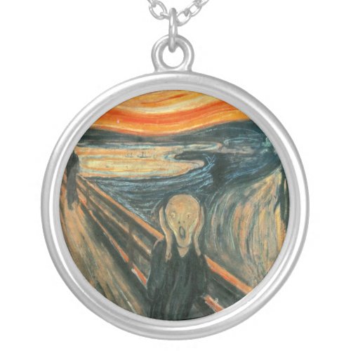 The Scream Munch Modern Art Abstract Silver Plated Necklace