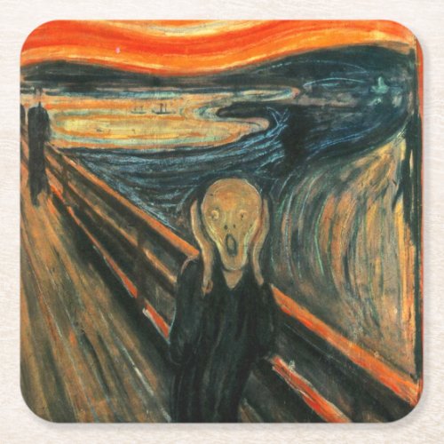 The Scream Munch Modern Art Abstract Square Paper Coaster