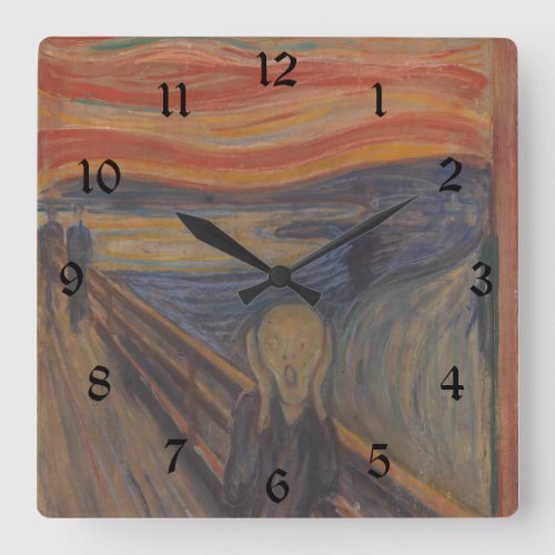 The Scream of Horror by Edvard Munch 1893 Square Wall Clock