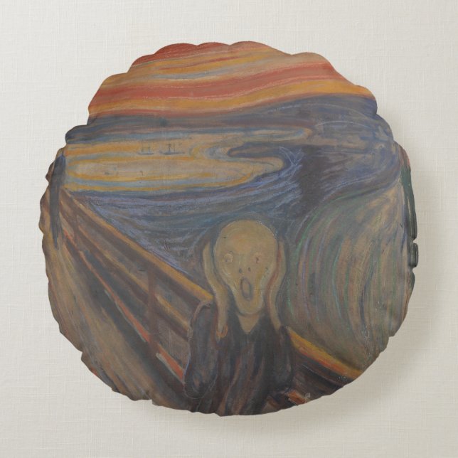 The Scream of Nature by Edvard Munch 1893 Round Pillow (Front)