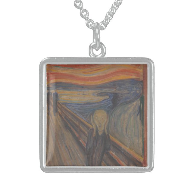 The Scream of Nature by Edvard Munch 1893 Sterling Silver Necklace (Front)