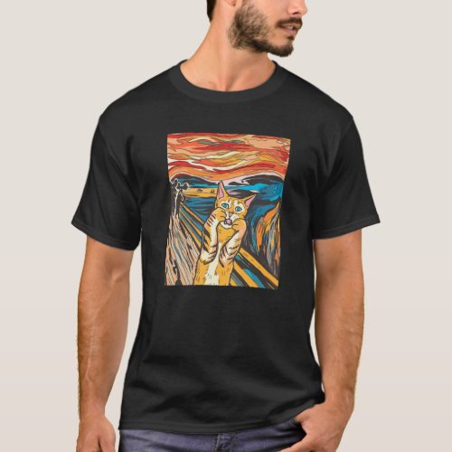 The Scream Picture Munch Cats Mice Parody Men Wome T_Shirt