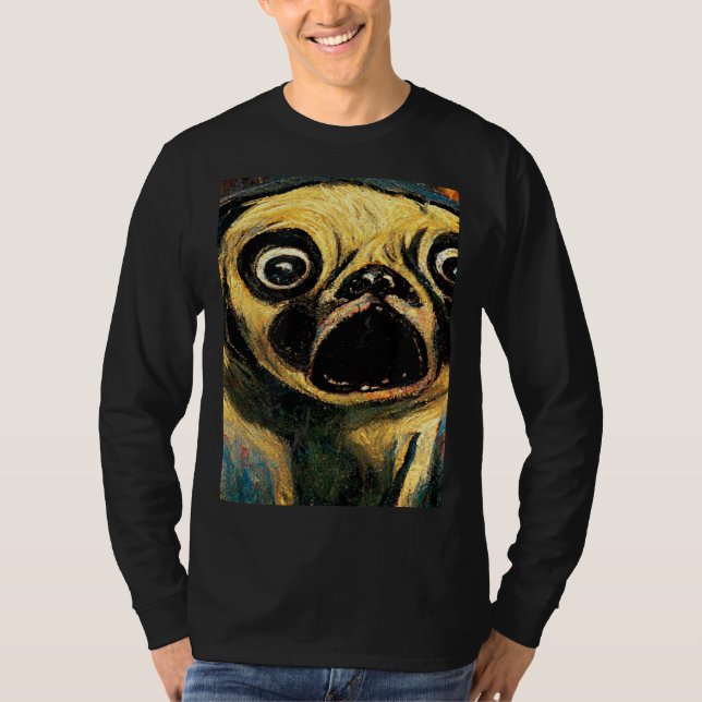 The Scream Pug Version  Cute Dog T-Shirt (Front)