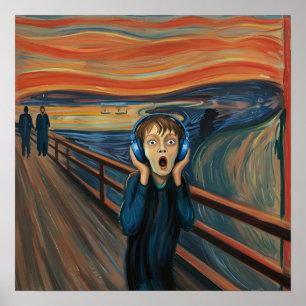 The Scream with Blue Headphones Autism Neurodivers Poster