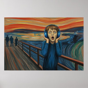 The Scream with Blue Headphones Autism Neurodivers Poster
